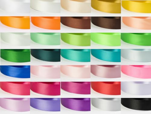 Jajasio 45 Rollen Satinband Geschenkband 45 Farben Satin Schleifenband Dekoband 18mm Breit 27,4m Lang Satinbänder Bunt Stoffband Seidenband Stoff Bänder Zum Basteln und Geschenk Party Hochzeit von Jajasio