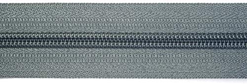 Jajasio Endlosreißverschluss mit Zipper 3mm (Nonlock), 5 Meter, Reißverschluss endlos Auswahl aus 40 Farben/Farbe: 87 – mausgrau von Jajasio