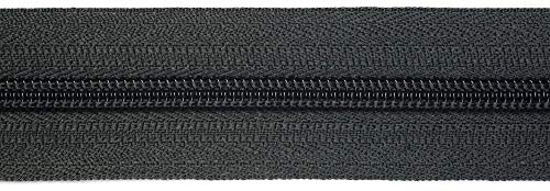 Jajasio Endlosreißverschluss mit Zipper 3mm (Nonlock), 5 Meter, Reißverschluss endlos Auswahl aus 40 Farben/Farbe: 88 – dunkelgrau von Jajasio