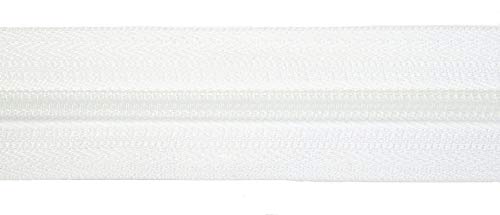 Jajasio Endlosreißverschluss mit Zipper 3mm (Nonlock), 50 Meter, Reißverschluss endlos Auswahl aus 40 Farben/Farbe: 51 – Weiss von Jajasio