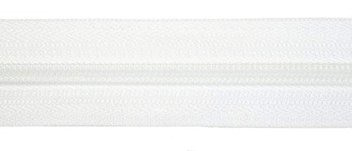 Jajasio Endlosreißverschluss mit Zipper 3mm (Nonlock), 50 Meter, Reißverschluss endlos Auswahl aus 40 Farben/Farbe: 51 – Weiss von Jajasio