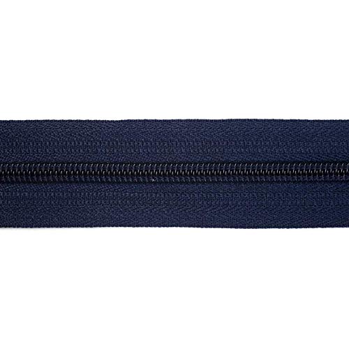 Jajasio Endlosreißverschluss mit Zipper 3mm (Nonlock), 50 Meter, Reißverschluss endlos Auswahl aus 40 Farben/Farbe: 73 – dunkelblau von Jajasio