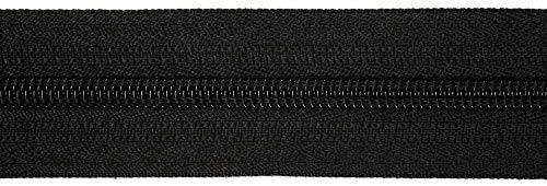 Jajasio Endlosreißverschluss mit Zipper 3mm (Nonlock), 50 Meter, Reißverschluss endlos Auswahl aus 40 Farben/Farbe: 89 – schwarz von Jajasio