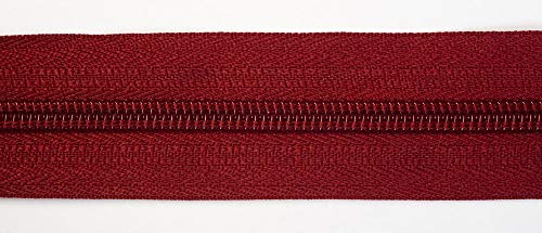 Jajasio Endlosreißverschluss mit Zipper 3mm (Nonlock), 50 Meter, Reißverschluss endlos Auswahl aus 40 Farben/Farbe: 91 – dunkelrot von Jajasio