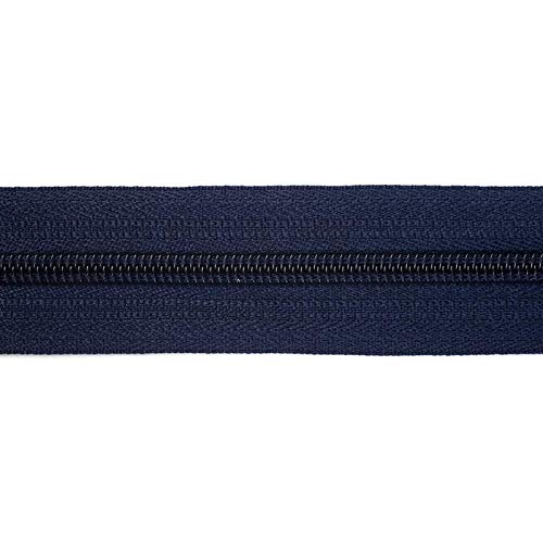 Jajasio Endlosreißverschluss mit Zipper 5mm (Autolock), 50 Meter, Reißverschluss endlos Auswahl aus 40 Farben/Farbe: 73 – dunkelblau von Jajasio