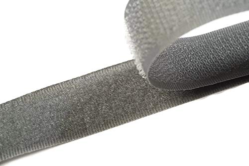Jajasio Klettband bunt zum Nähen zum aufnähen, 25 mm, Mittelgrau #10 4 Meter Flausch und Haken von Jajasio