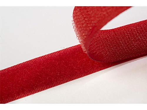 Jajasio Klettband bunt zum Nähen zum aufnähen, 50 mm, rot #04 25 Meter Flausch und Haken von Jajasio