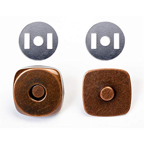 Jajasio Magnetknöpfe für Taschen, 18mm Magnetverschluss quadratisch #18 altkupfer 10 Stück, Taschenverschlus ohne Annähen von Jajasio