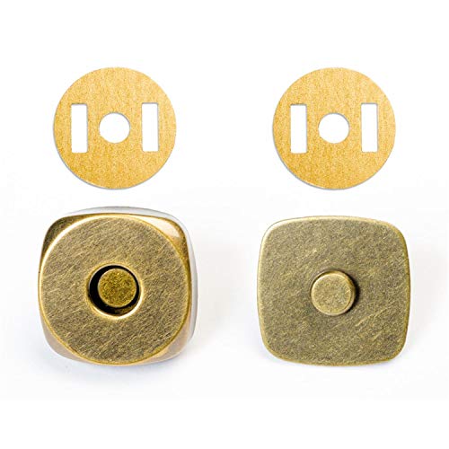 Jajasio Magnetknöpfe für Taschen, 18mm Magnetverschluss quadratisch #19 altmessing 10 Stück, Taschenverschlus ohne Annähen von Jajasio