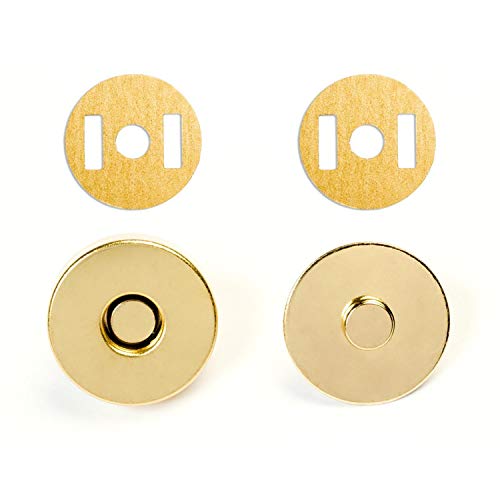 Jajasio Magnetknöpfe für Taschen, 18mm Magnetverschluss rund #01 Gold 10 Stück, Taschenverschlus ohne Annähen von Jajasio