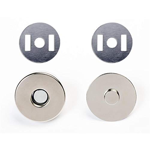 Jajasio Magnetknöpfe für Taschen, 18mm Magnetverschluss rund #02 Silber 100 Stück, Taschenverschlus ohne Annähen von Jajasio