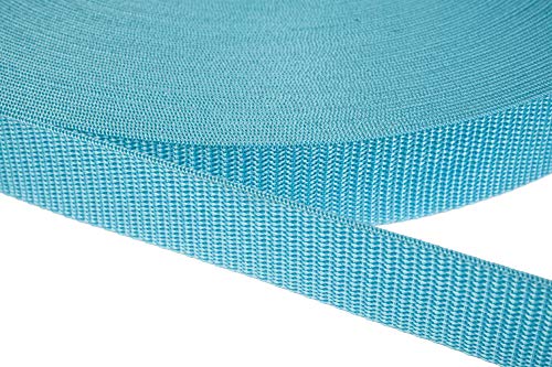 Jajasio PP Gurtband 10mm breit aus Polypropylen, 1.2mm Stark in 41 Farben 28 - Aqua 50 Meter von Jajasio