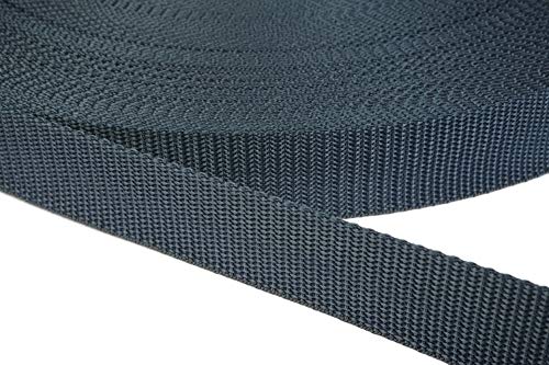 Jajasio PP Gurtband 10mm breit aus Polypropylen, 1.2mm Stark in 41 Farben 40 - dunkelgrau/blau 12 Meter von Jajasio