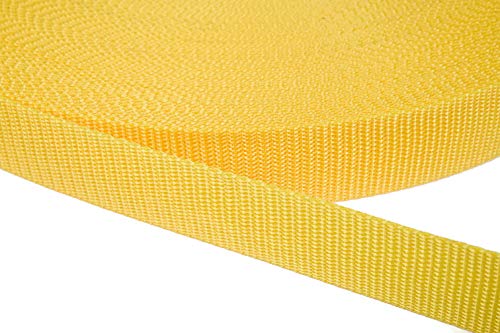 Jajasio PP Gurtband 15mm breit aus Polypropylen, 1.2mm Stark in 41 Farben 10 - gelb 12 Meter von Jajasio