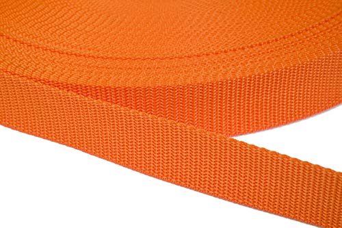 Jajasio PP Gurtband 15mm breit aus Polypropylen, 1.2mm Stark in 41 Farben 11 - orange 50 Meter von Jajasio