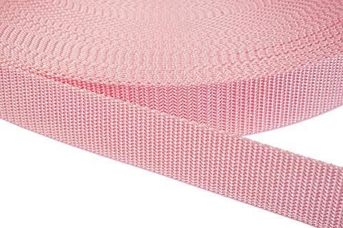 Jajasio PP Gurtband 15mm breit aus Polypropylen, 1.2mm Stark in 41 Farben 12 - rosa 50 Meter von Jajasio