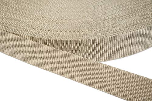 Jajasio PP Gurtband 20mm breit aus Polypropylen, 1.2mm Stark in 41 Farben 03 - beige 12 Meter von Jajasio