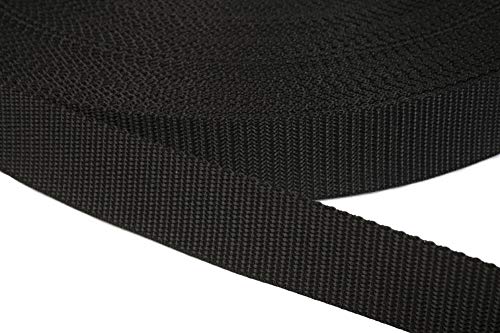 Jajasio PP Gurtband 20mm breit aus Polypropylen, 1.2mm Stark in 41 Farben 41 - schwarz 12 Meter von Jajasio