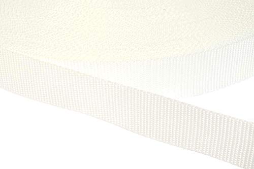 Jajasio PP Gurtband 25mm breit aus Polypropylen, 1.2mm Stark in 41 Farben 01 - Weiss 12 Meter von Jajasio