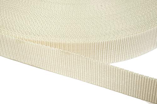 Jajasio PP Gurtband 25mm breit aus Polypropylen, 1.2mm Stark in 41 Farben 02 - Creme 50 Meter von Jajasio