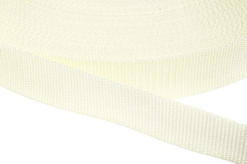 Jajasio PP Gurtband 25mm breit aus Polypropylen, 1.2mm Stark in 41 Farben 08 - vanille 6 Meter von Jajasio