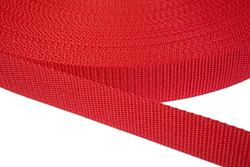 Jajasio PP Gurtband 25mm breit aus Polypropylen, 1.2mm Stark in 41 Farben 18 - hochrot 6 Meter von Jajasio