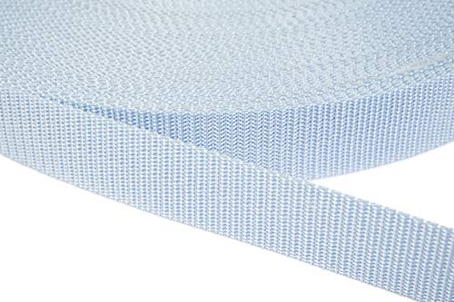Jajasio PP Gurtband 25mm breit aus Polypropylen, 1.2mm Stark in 41 Farben 25 - hellblau 50 Meter von Jajasio