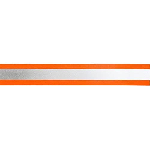 Jajasio Reflektorband 50mm breit zum Aufnähen in 2 Farben orange-Silber 05 Meter. Reflektierendes Band, Leuchtband von Jajasio