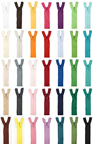 Jajasio Reißverschluss nahtfein Set 35 Reißverschlüsse 16cm sortiert, nahtfeiner Reissverschluss für Kleidung Taschen Kissenbezug Jajasio Reißverschluss nahtfein Set 35 Reißverschlüsse 16cm sortiert, nahtfeiner Reissverschluss für Kleidung Taschen Kissenbezug von Jajasio