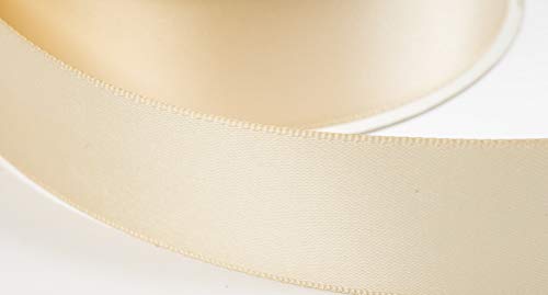 Jajasio Satinband (Doppesatinband), 30 Yard-Rolle, 25mm breit, beige #03, Geschenkband, Schleifenband von Jajasio