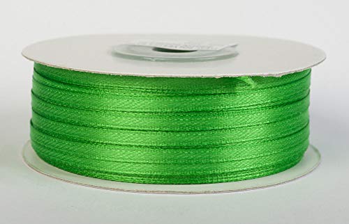 Jajasio Satinband 100 Yard-Rolle, 3mm breit, Auswahl aus 50 Farben/Farbe: 18 - frühlingsgrün, Geschenkband, Schleifenband von Jajasio