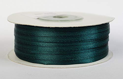 Jajasio Satinband 100 Yard-Rolle, 3mm breit, Auswahl aus 50 Farben/Farbe: 21 - dunkelgrün, Geschenkband, Schleifenband von Jajasio