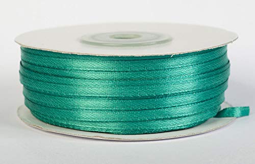 Jajasio Satinband 100 Yard-Rolle, 3mm breit, Auswahl aus 50 Farben/Farbe: 22 - türkisgrün, Geschenkband, Schleifenband von Jajasio