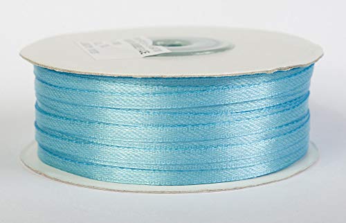Jajasio Satinband 100 Yard-Rolle, 3mm breit, Auswahl aus 50 Farben/Farbe: 23 - Aqua, Geschenkband, Schleifenband von Jajasio