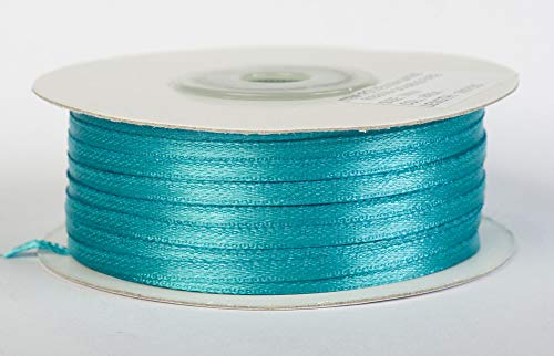 Jajasio Satinband 100 Yard-Rolle, 3mm breit, Auswahl aus 50 Farben/Farbe: 24 - türkisblau, Geschenkband, Schleifenband von Jajasio