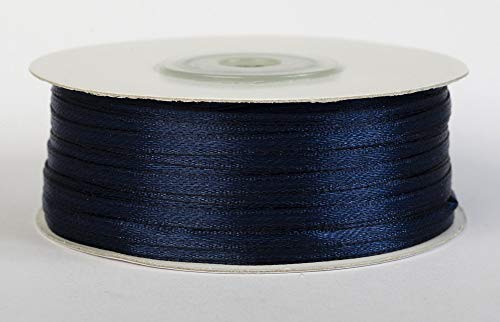 Jajasio Satinband 100 Yard-Rolle, 3mm breit, Auswahl aus 50 Farben/Farbe: 30 - Nachtblau, Geschenkband, Schleifenband von Jajasio