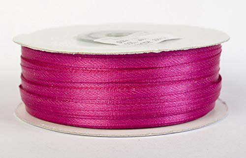 Jajasio Satinband 100 Yard-Rolle, 3mm breit, Auswahl aus 50 Farben/Farbe: 37 - Magenta, Geschenkband, Schleifenband von Jajasio