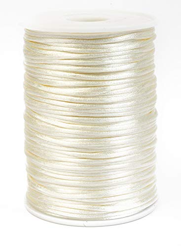 Jajasio Satinkordel 2mm, 10 Meter lang Schmuckschnur Creme, Schmuckkordel, Flechtkordel Satinschnur von Jajasio