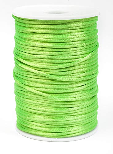 Jajasio Satinkordel 2mm, 10 Meter lang Schmuckschnur Lime, Schmuckkordel, Flechtkordel Satinschnur von Jajasio