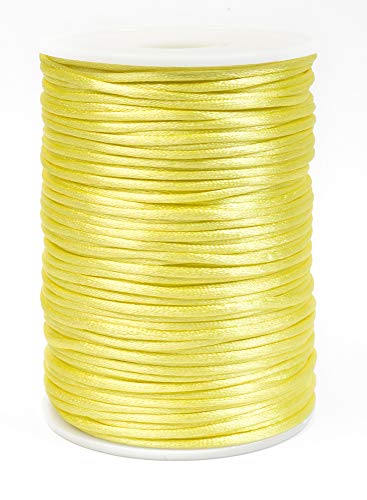 Jajasio Satinkordel 2mm, 10 Meter lang Schmuckschnur gelb, Schmuckkordel, Flechtkordel Satinschnur von Jajasio