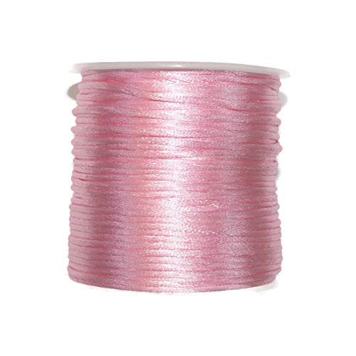 Jajasio Satinkordel 2mm, 10 Meter lang Schmuckschnur rosa, Schmuckkordel, Flechtkordel Satinschnur von Jajasio