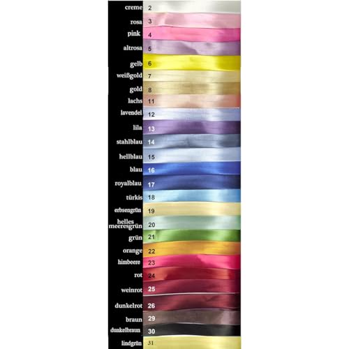 Jajasio Schrägband, 10m, Atlas (Satin), 10mm, gefalzt, Textilband, Einfassband in 27 Farben (11) von Jajasio