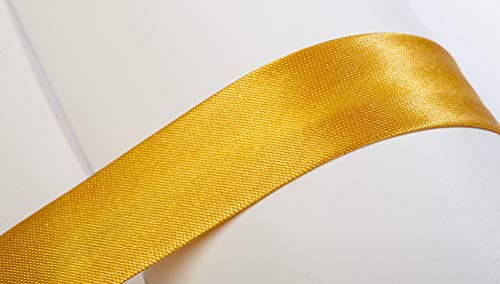 Jajasio Schrägband, 10m, Atlas (Satin), 19mm, gefalzt 05 ? gelbgold, Textilband, Einfassband in 40 Farben von Jajasio