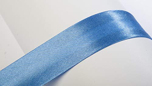Jajasio Schrägband, 10m, Atlas (Satin), 25mm, gefalzt 37 ? kornblumenblau, Textilband, Einfassband in 40 Farben von Jajasio