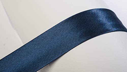 Jajasio Schrägband, 10m, Atlas (Satin), 25mm, gefalzt 39 ? dunkelblau, Textilband, Einfassband in 40 Farben von Jajasio