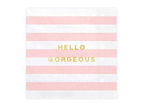 Servietten Hello Gorgeous/rosa-weiß gestreift 20 Stück Partyservietten von Jakopabra