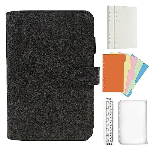 Jalach Filz Ringbuch a5 a6 nachfüllbar, A6 A5 Binder mit 90 Blatt Papier gepunktet Notizbuch Ringordner Tagebuch Planer Kalender Organizer für Arbeit Schule Rezepte Reise Jalach Filz Ringbuch a5 a6 nachfüllbar, A6 A5 Binder mit 90 Blatt Papier gepunktet Notizbuch Ringordner Tagebuch Planer Kalender Organizer für Arbeit Schule Rezepte Reise von Jalach