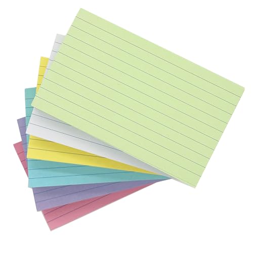 Karteikarten liniert, rückseitig Blanko, 450 Stück, 200g/m² dickes Papier, 12.7 x 7.6cm, 6 Farben Lernkarten Moderationskarten für unterwegs Vokabel Lernen Prüfung Präsentation Büro Schule Karteikarten liniert, rückseitig Blanko, 450 Stück, 200g/m² dickes Papier, 12.7 x 7.6cm, 6 Farben Lernkarten Moderationskarten für unterwegs Vokabel Lernen Prüfung Präsentation Büro Schule von Jalach