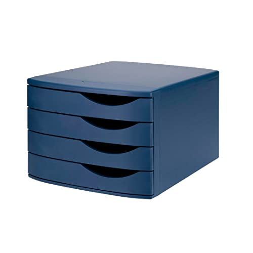 Jalema 2686374302 Schubladenbox Re-Solution, 4 geschlossene Schubladen, DIN A4/C4, Ordnung von Dokumenten, Ablagebox für Büro, aus 100% Recycling-Kunststoff, Blauer Engel zertifiziert, blau von Djois