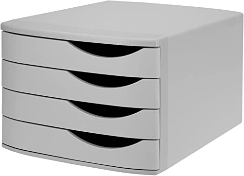 Jalema 2686374307 Schubladenbox Re-Solution, 4 geschlossene Schubladen, DIN A4/C4, Ordnung von Dokumenten, Ablagebox für Büro, aus 100% Recycling-Kunststoff, Blauer Engel zertifiziert, grau von Djois